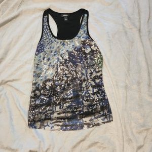 Black w/ blue Sequence tank top